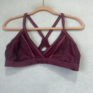 Athleta Sports Bra Womens Small Red Strappy Crossback Low Support Yoga Top